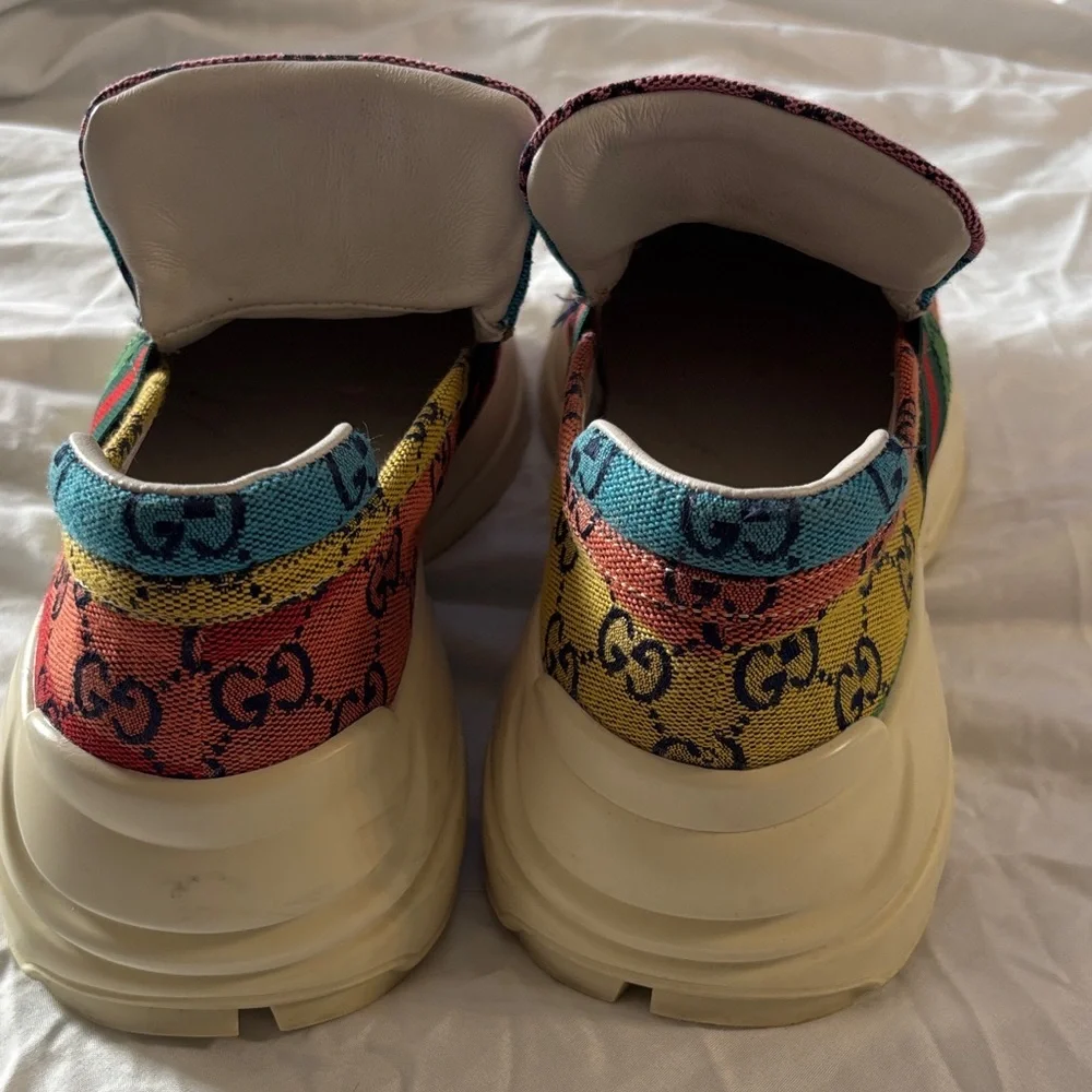 Gucci Rython GG Multi-Color Platform Sneakers Size 8 - Picture 4 of 13